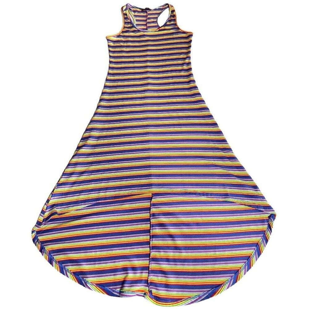 Ent Couture Rainbow Striped High Low Women’s Maxi Dress Size L